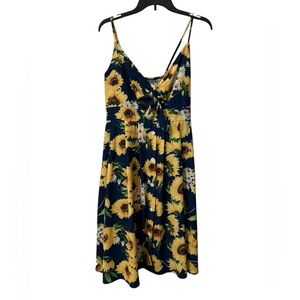 Spaghetti Strap Sunflower Print Dress